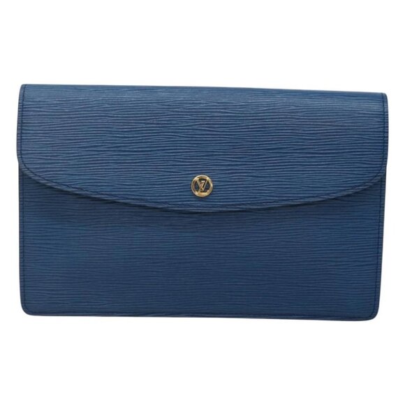 LOUIS VUITTON Epi Montaigne 27 Clutch Bag Blue M52655 LV Auth 118543 - Picture 1 of 15